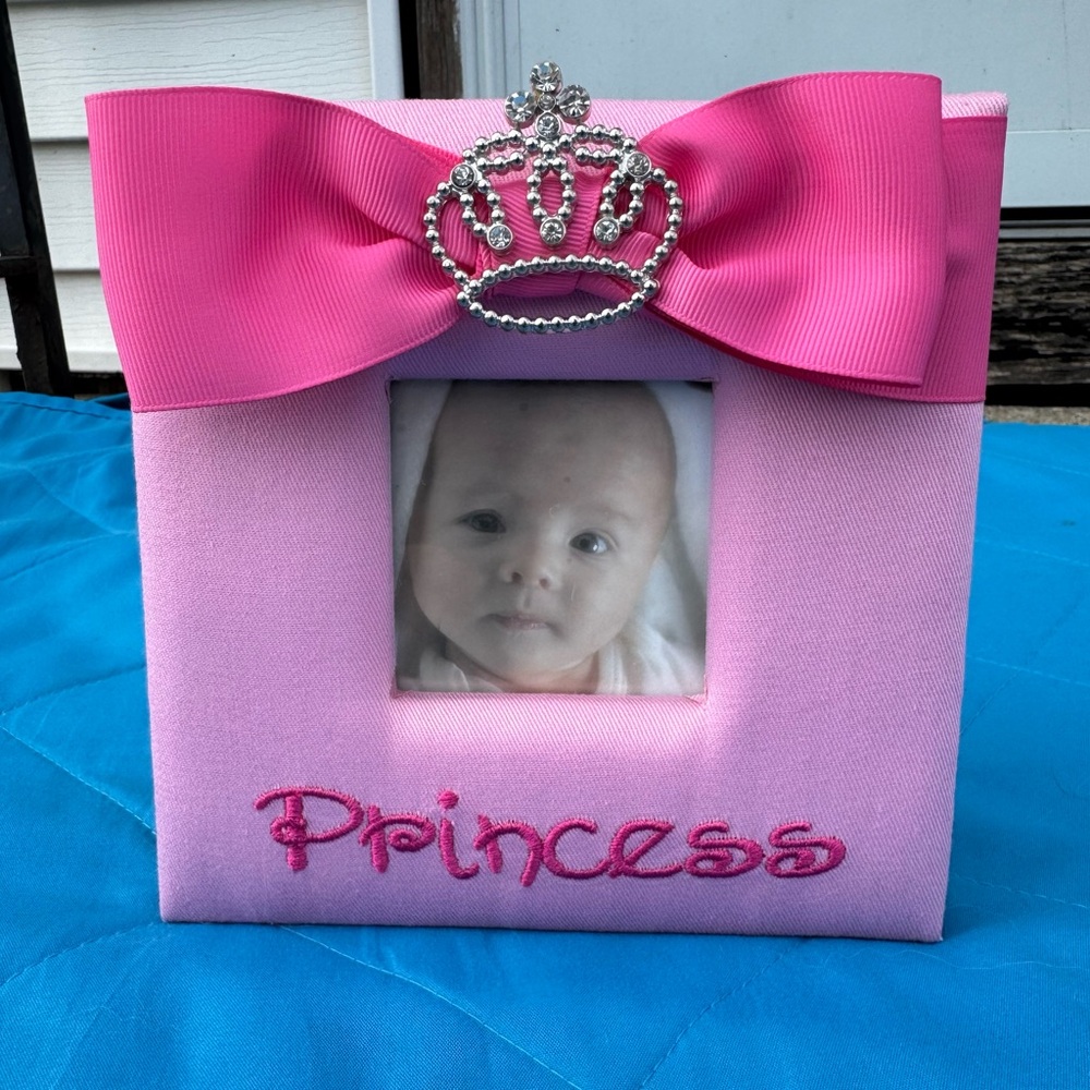 Pink Princess Photo Frame with Crown Accent